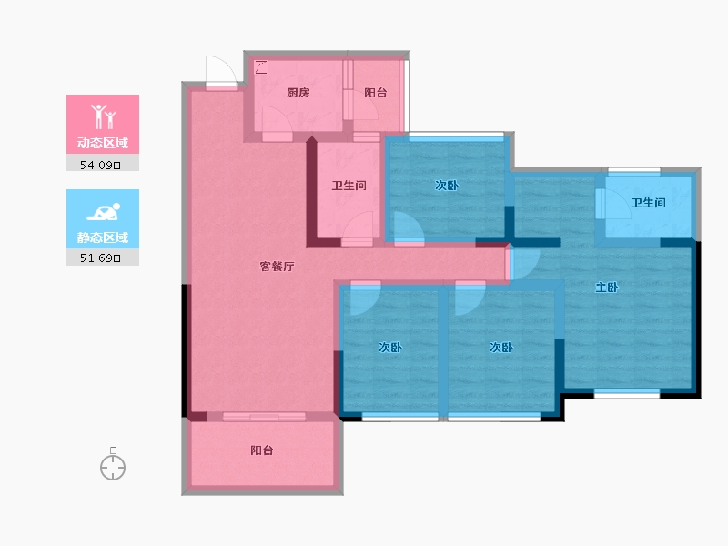 四川省-宜宾市-​远达都市峰景-91.69-户型库-动静分区