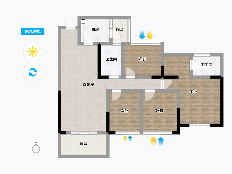 四川省-宜宾市-​远达都市峰景-91.69-户型库-采光通风