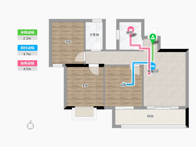 福建省-龙岩市-武平福景公园壹号-64.16-户型库-动静线