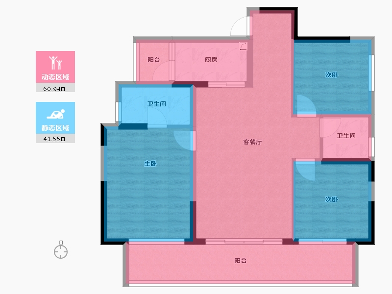 四川省-宜宾市-鲁能雲璟-91.51-户型库-动静分区