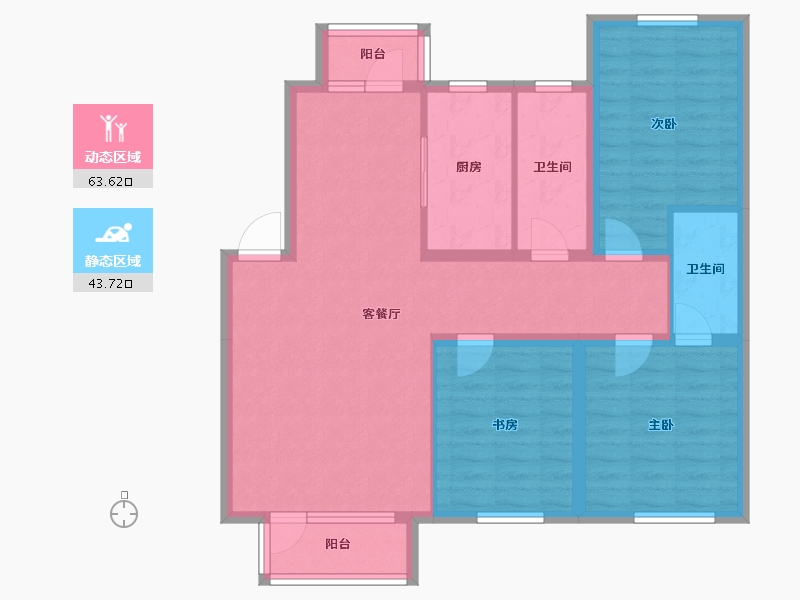 辽宁省-朝阳市-宏运凤凰新城二期-96.00-户型库-动静分区