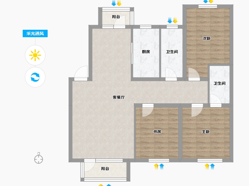 辽宁省-朝阳市-宏运凤凰新城二期-96.00-户型库-采光通风