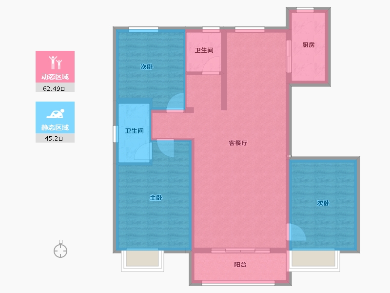 辽宁省-葫芦岛市-龙富九鲤-96.92-户型库-动静分区