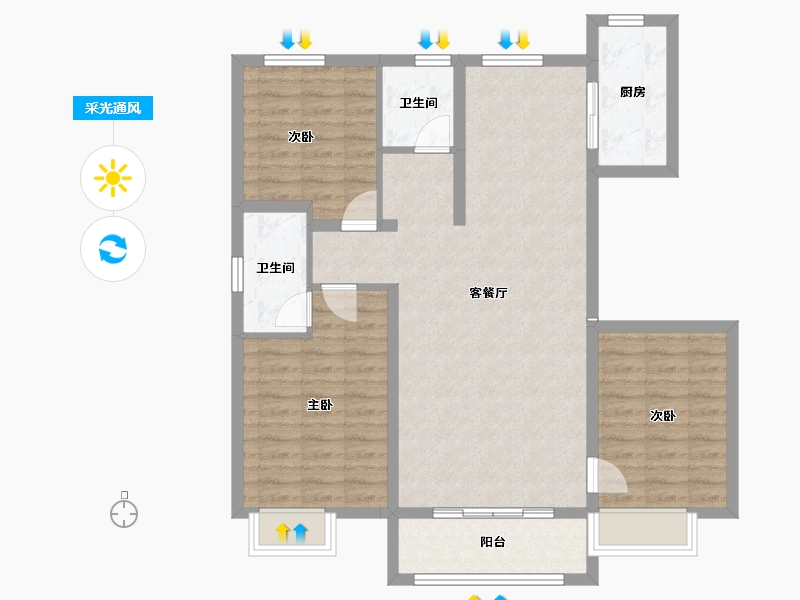 辽宁省-葫芦岛市-龙富九鲤-96.92-户型库-采光通风