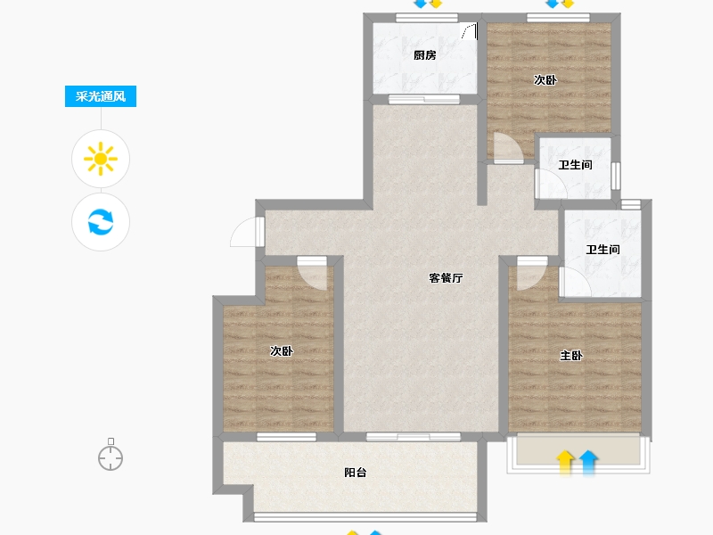 河南省-商丘市-乐鼎明德府-99.41-户型库-采光通风