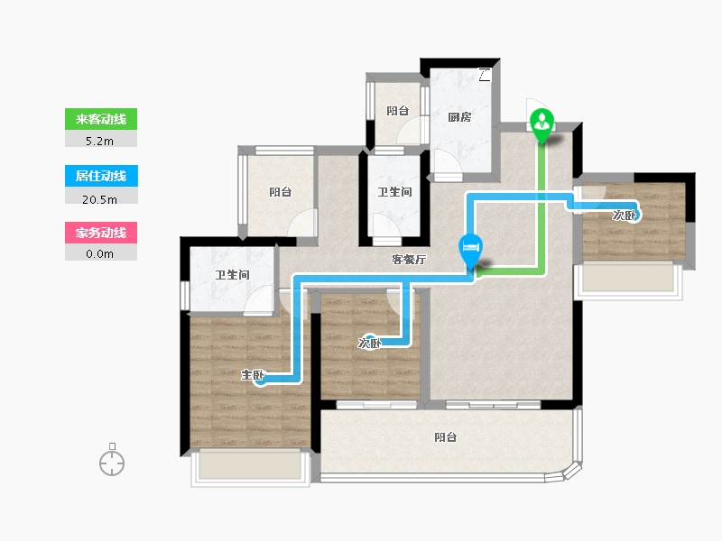 四川省-宜宾市-华侨城长江公馆-94.30-户型库-动静线