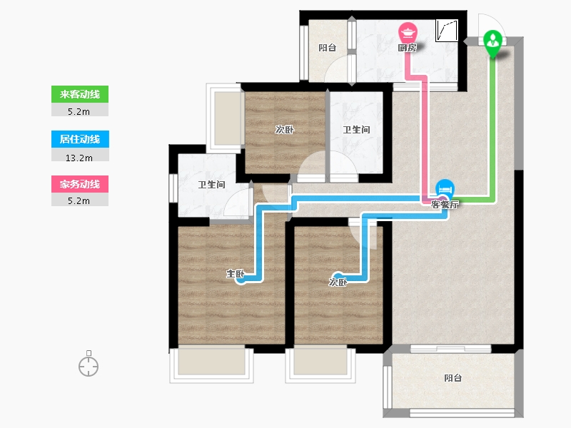 陕西省-咸阳市-伍峰骊园-76.15-户型库-动静线