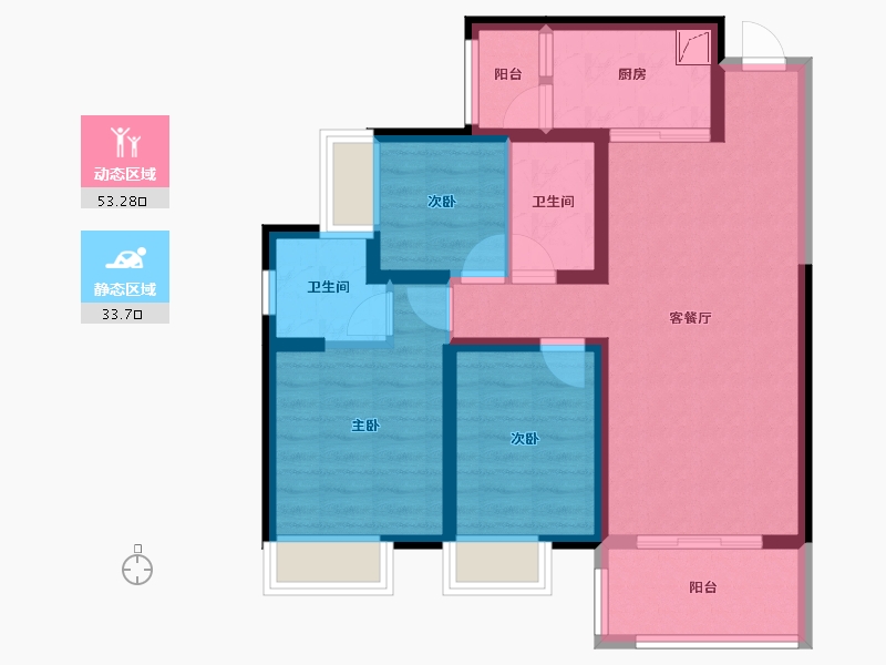 陕西省-咸阳市-伍峰骊园-76.15-户型库-动静分区