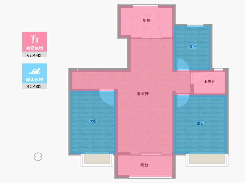 山东省-淄博市-鸿泰花漾城-94.40-户型库-动静分区