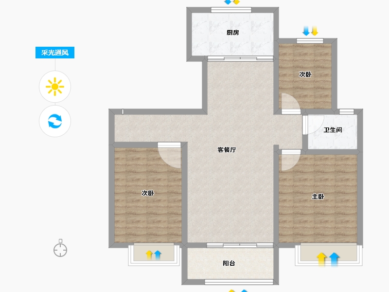 山东省-淄博市-鸿泰花漾城-94.40-户型库-采光通风