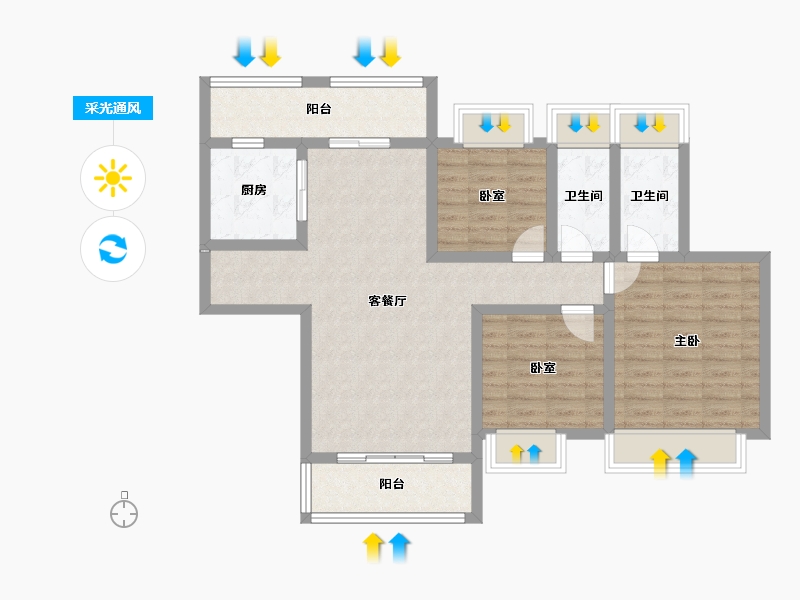 湖南省-娄底市-宁邦中心-90.37-户型库-采光通风