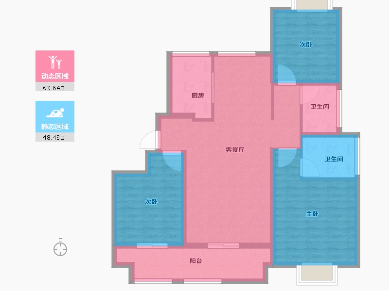 河南省-驻马店市-金茂森林湾6期-100.40-户型库-动静分区