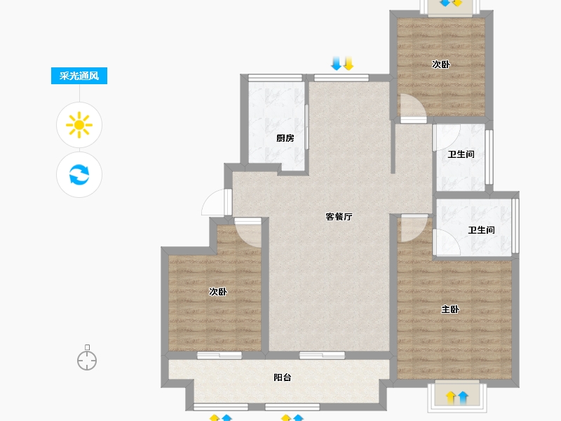 河南省-驻马店市-金茂森林湾6期-100.40-户型库-采光通风