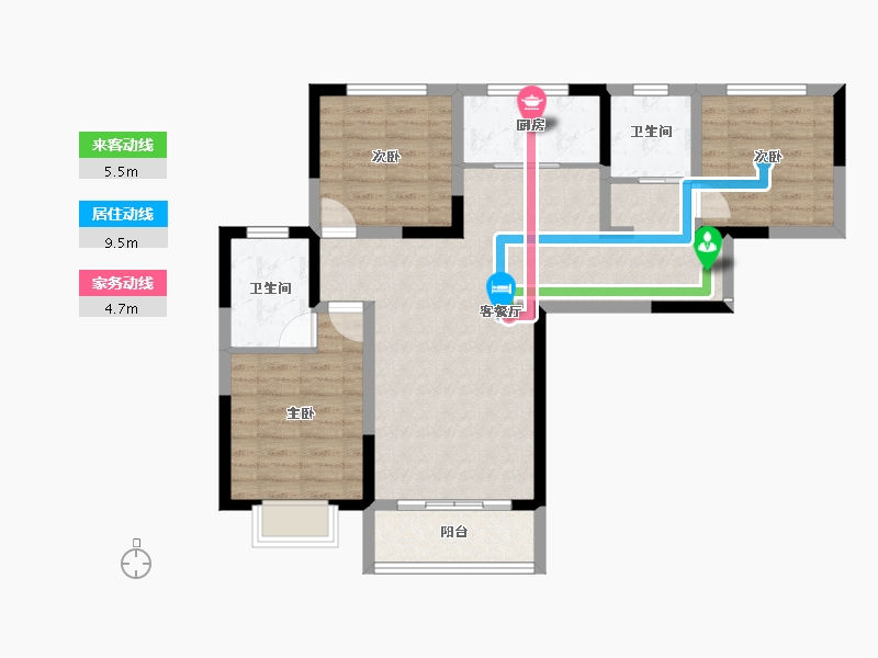 甘肃省-庆阳市-峯樾府-85.52-户型库-动静线