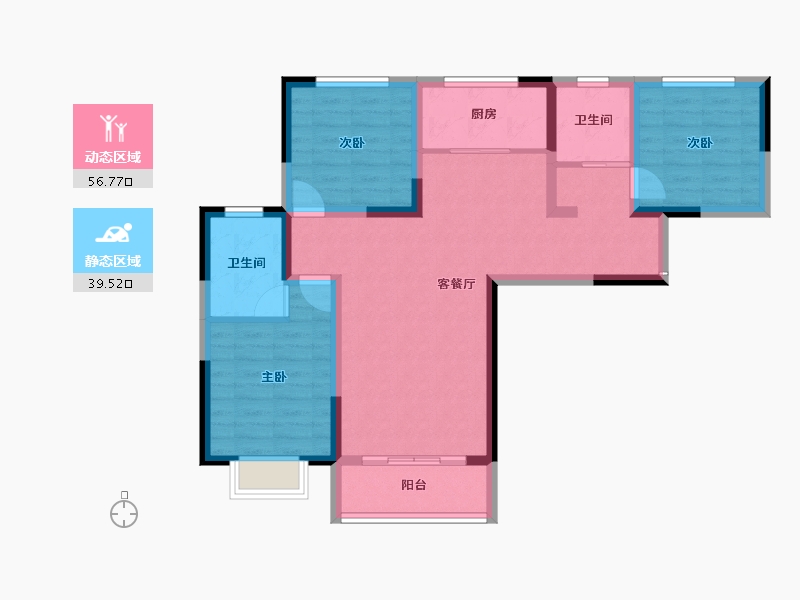 甘肃省-庆阳市-峯樾府-85.52-户型库-动静分区