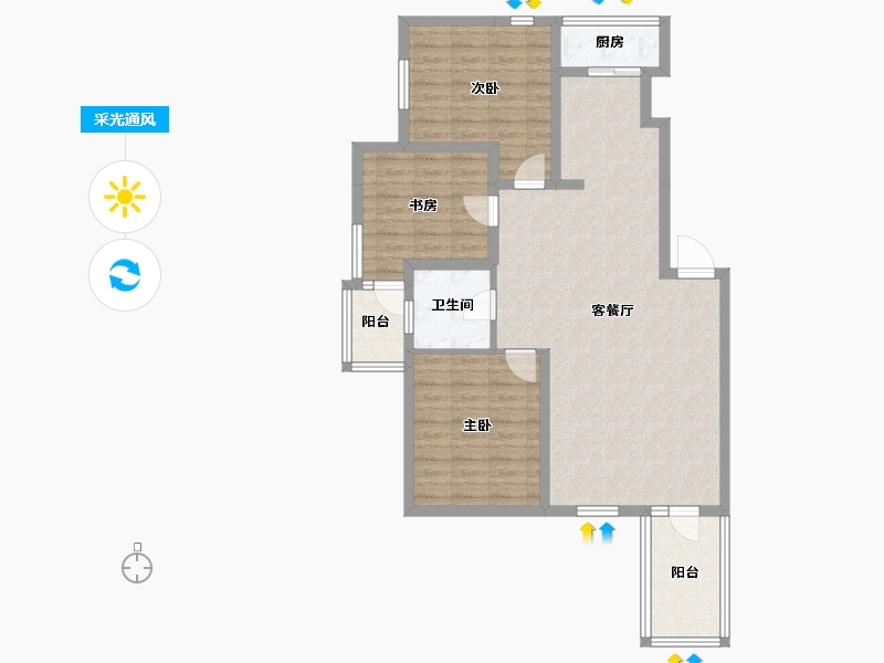 辽宁省-朝阳市-宏运凤凰新城二期-95.70-户型库-采光通风