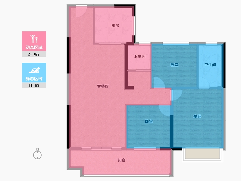 江苏省-盐城市-阜宁碧桂园双玺-96.00-户型库-动静分区