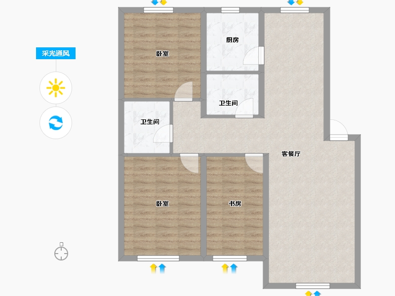 辽宁省-葫芦岛市-金璟家园-97.88-户型库-采光通风