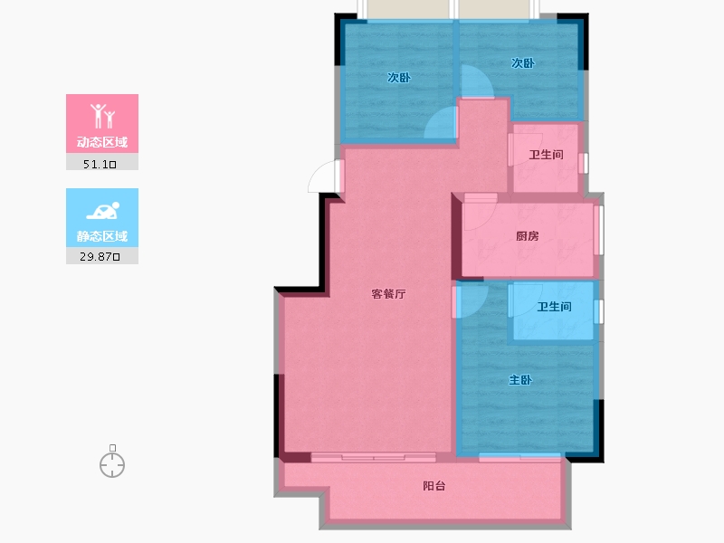 四川省-内江市-莱菲特广场三期森林里-72.25-户型库-动静分区