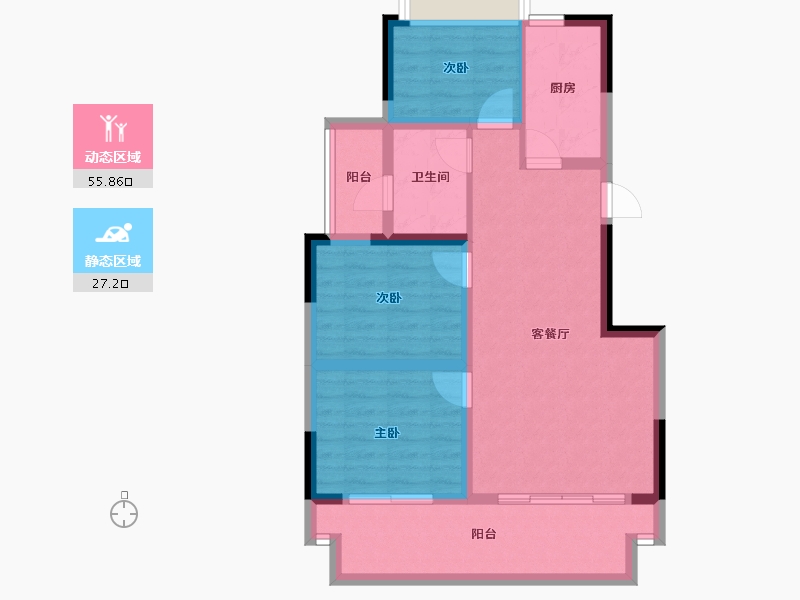 四川省-内江市-莱菲特广场三期森林里-73.69-户型库-动静分区