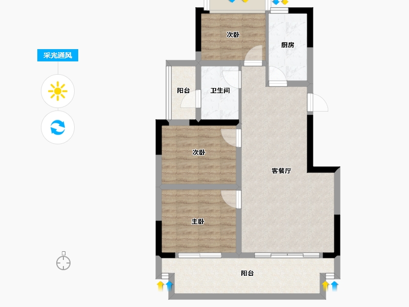 四川省-内江市-莱菲特广场三期森林里-73.69-户型库-采光通风