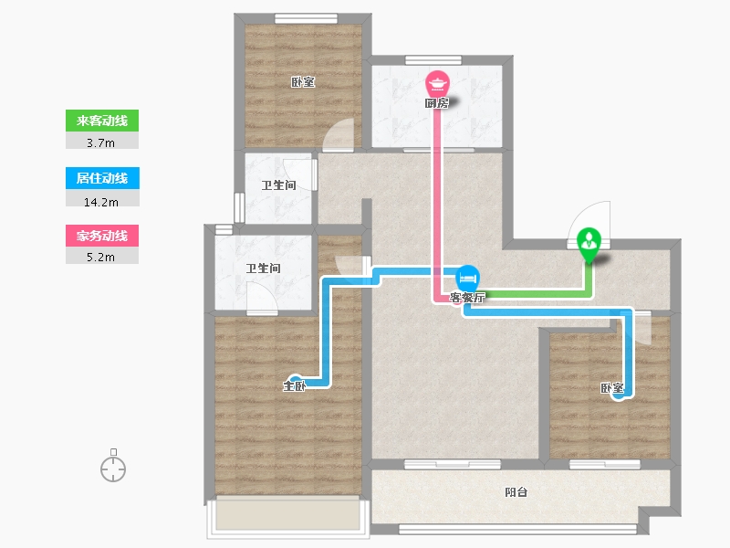 山东省-淄博市-云星齐都御园-100.58-户型库-动静线