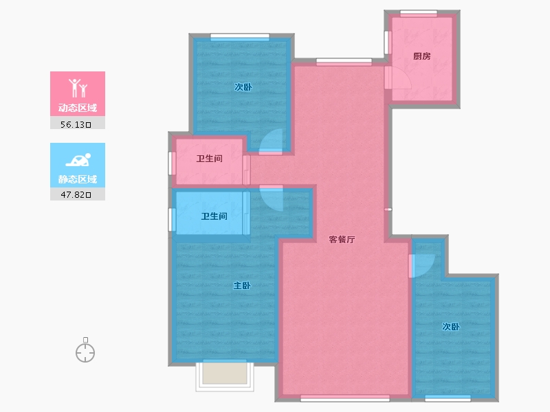 新疆维吾尔自治区-伊犁哈萨克自治州-蓝城蘭园-92.16-户型库-动静分区