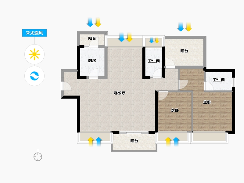 广东省-惠州市-中洲河谷花园-99.77-户型库-采光通风