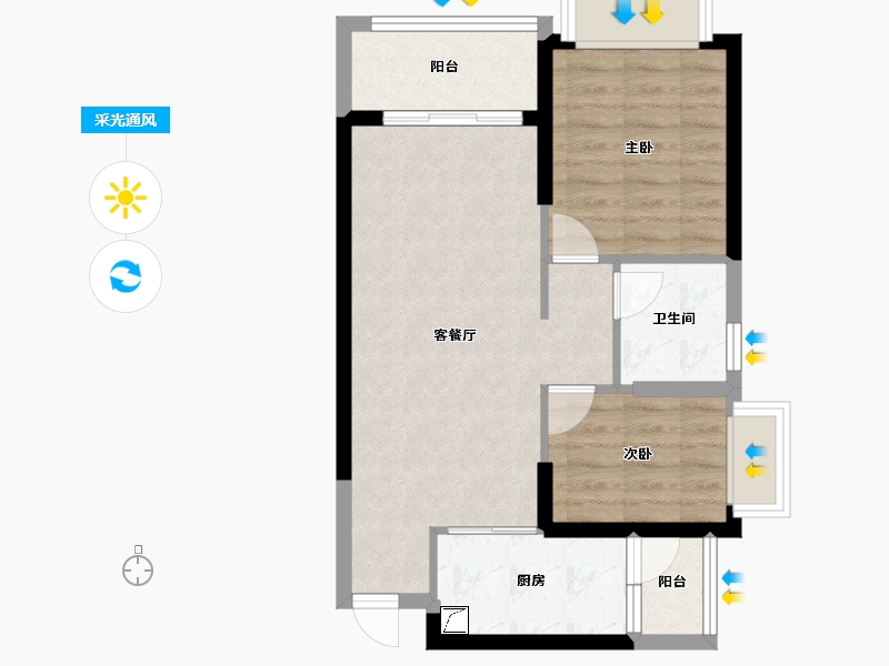 四川省-眉山市-恒大金碧天下-59.08-户型库-采光通风