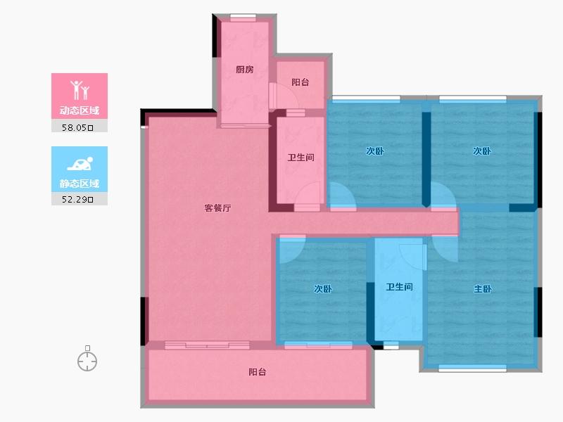 四川省-内江市-隆城锦翠三期博苑-98.20-户型库-动静分区