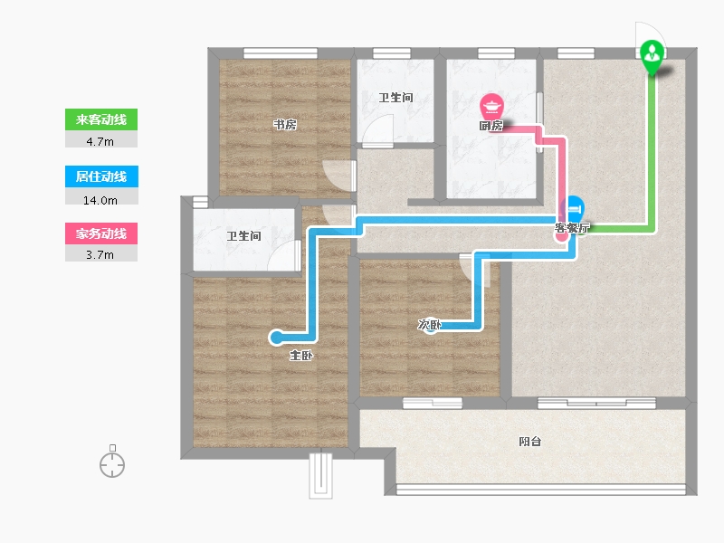 安徽省-阜阳市-天阜广场院子-83.99-户型库-动静线