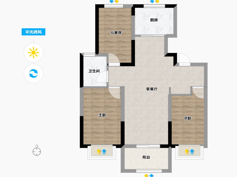 山东省-淄博市-天鸿万象-76.00-户型库-采光通风