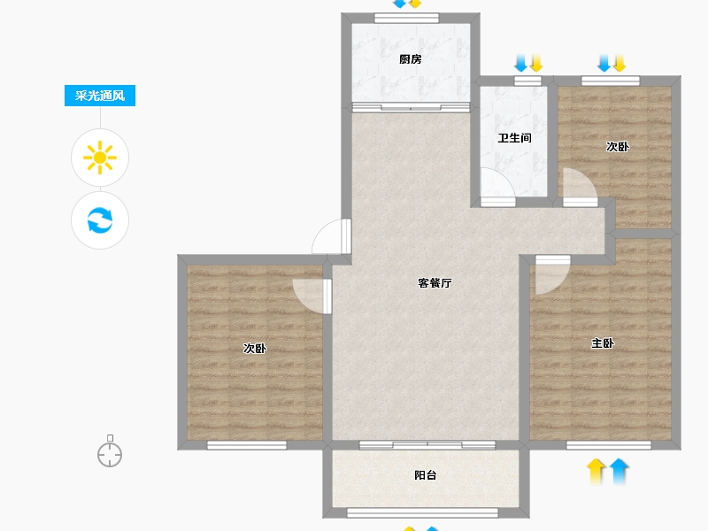 山东省-淄博市-鸿泰花漾城-99.20-户型库-采光通风