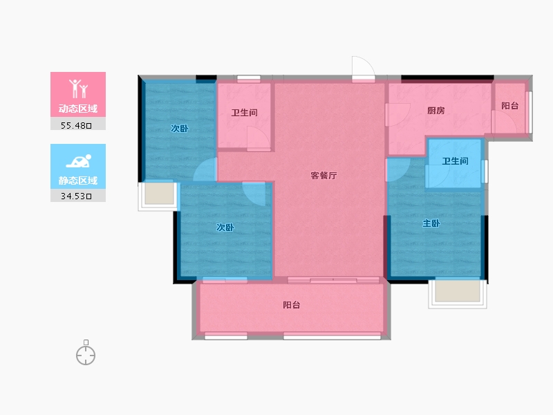 广东省-江门市-云星·钱隆世家-81.65-户型库-动静分区