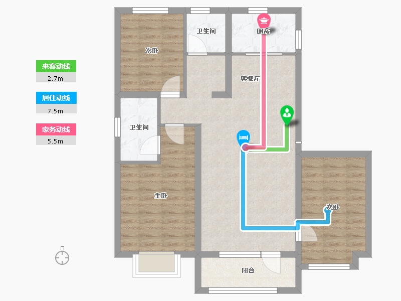 辽宁省-葫芦岛市-龙富九鲤-84.96-户型库-动静线