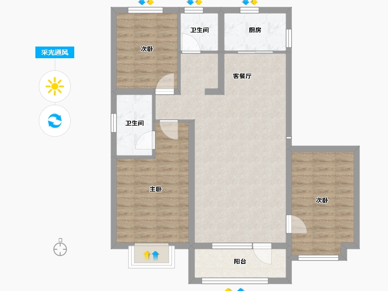 辽宁省-葫芦岛市-龙富九鲤-84.96-户型库-采光通风