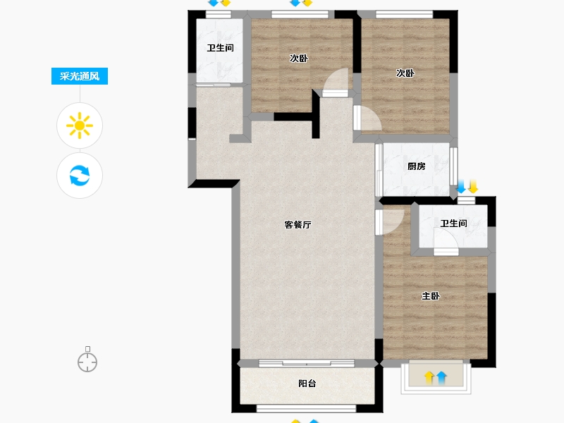 甘肃省-庆阳市-峯樾府-83.49-户型库-采光通风