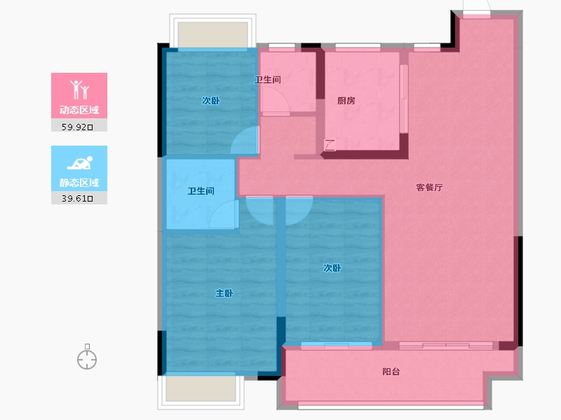 江西省-宜春市-东投华章新力和园-89.63-户型库-动静分区