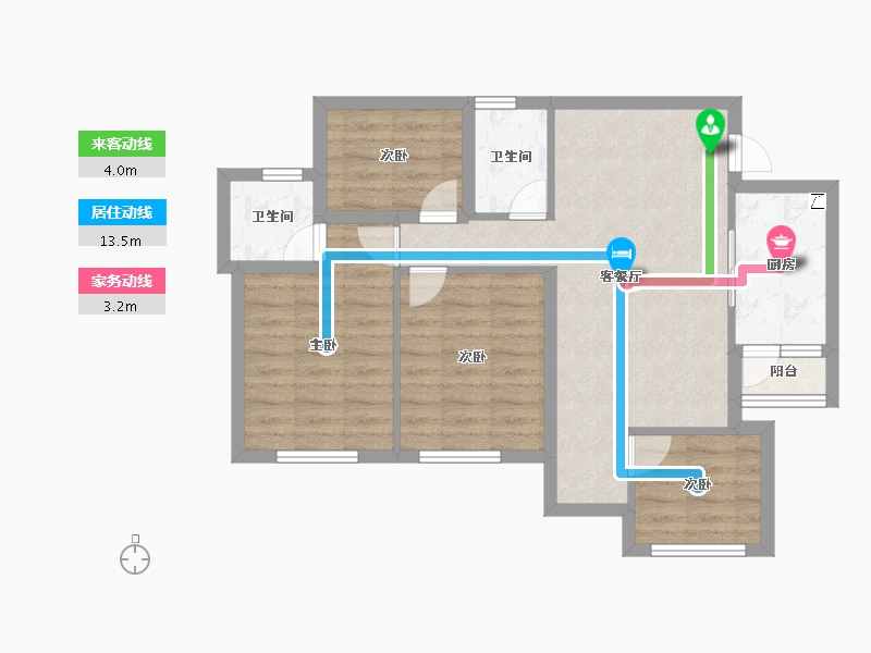 四川省-宜宾市-​鸿通大学府-70.84-户型库-动静线