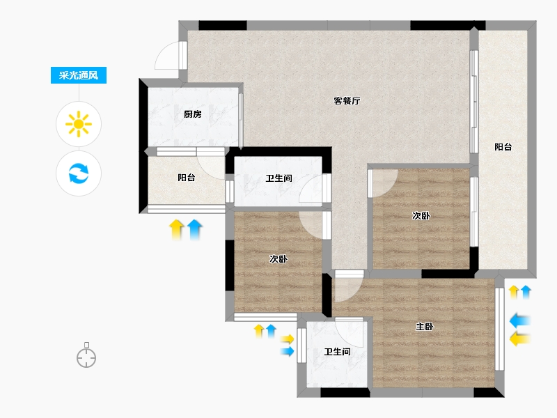 四川省-内江市-隆城观邸二期尚璟-79.32-户型库-采光通风