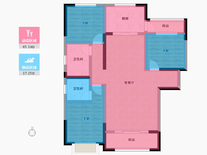 甘肃省-庆阳市-峯樾府-90.50-户型库-动静分区