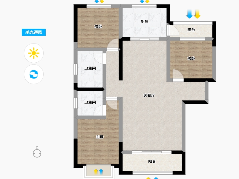 甘肃省-庆阳市-峯樾府-90.50-户型库-采光通风