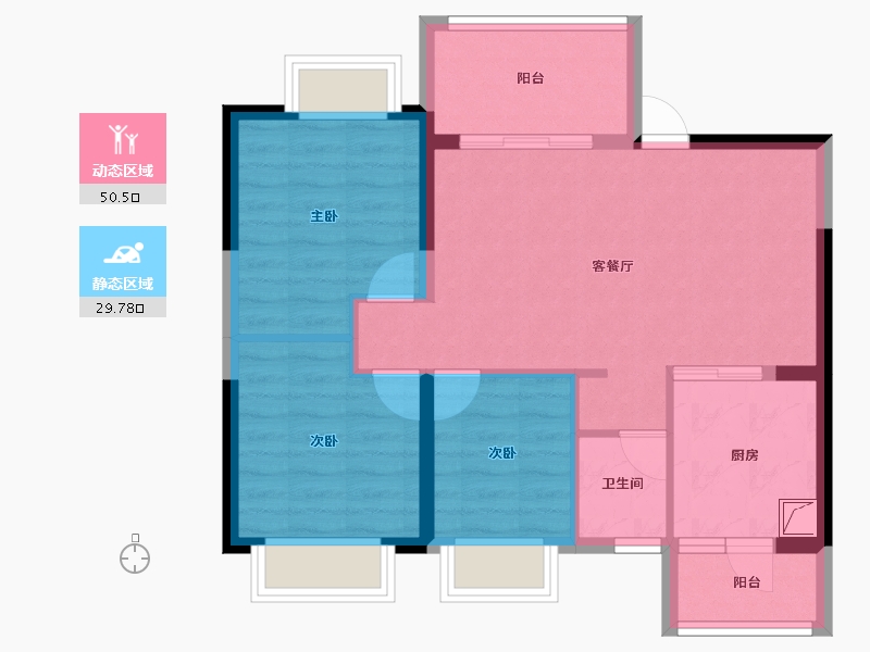 四川省-眉山市-恒大金碧天下-71.55-户型库-动静分区