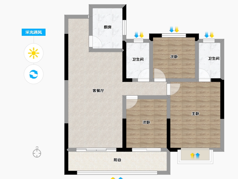 甘肃省-庆阳市-峯樾府-88.02-户型库-采光通风