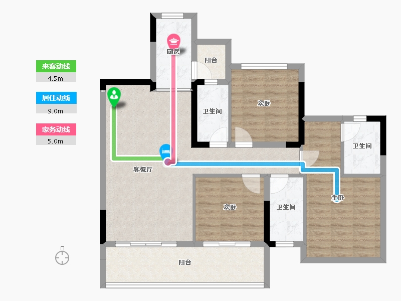 四川省-内江市-隆城锦翠三期博苑-96.08-户型库-动静线