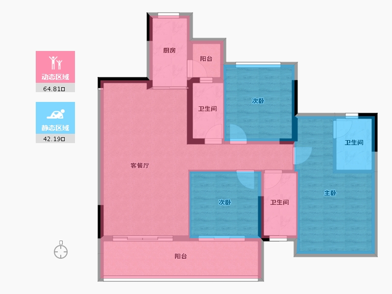 四川省-内江市-隆城锦翠三期博苑-96.08-户型库-动静分区