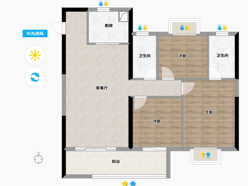 福建省-三明市-碧桂园壹号院-86.40-户型库-采光通风