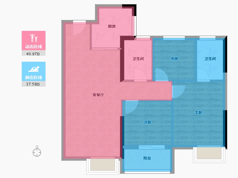 福建省-龙岩市-璞玉滨江-70.40-户型库-动静分区