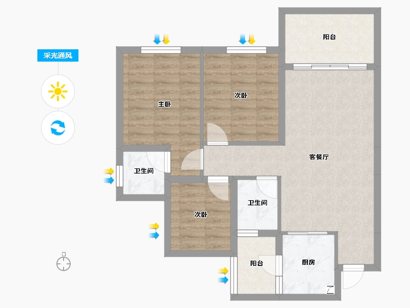 四川省-宜宾市-​鸿通大学府-73.54-户型库-采光通风