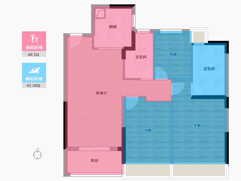 浙江省-舟山市-绿城凌波秋月-80.00-户型库-动静分区